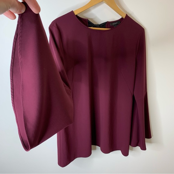 Halogen Plum Blouse with Bow and Bell Sleeve - Picture 3 of 7